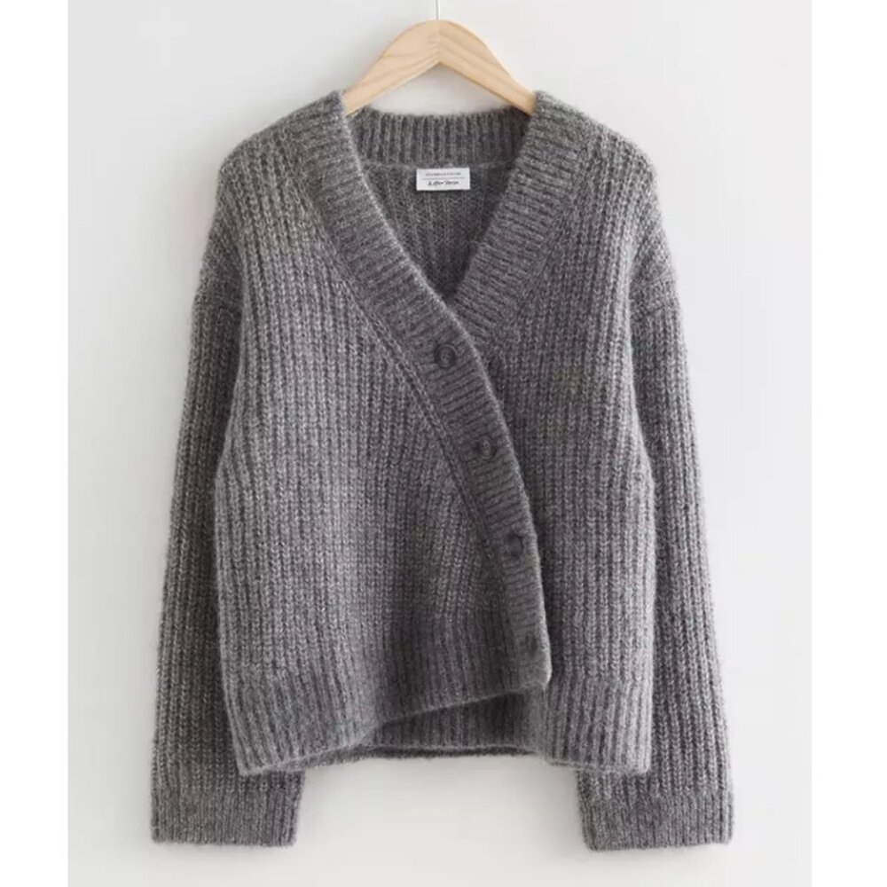 & Other Stories Relaxed Overlap Knit Cardigan